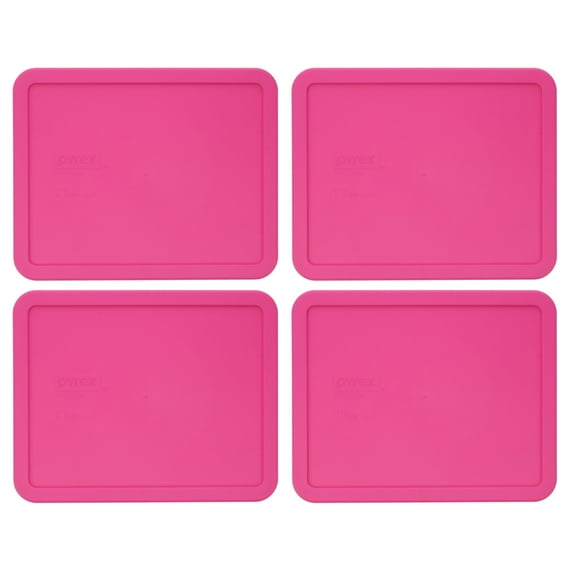 Pyrex 7212-PC Pink Rectangle Food Storage Replacement Lid Cover (4-Pack)