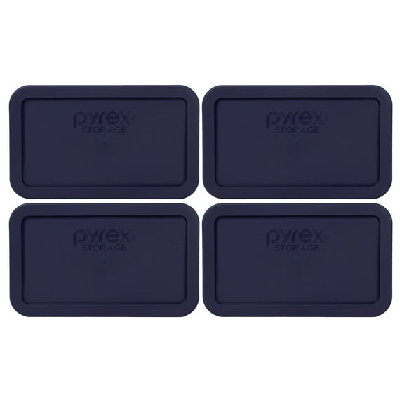 Pyrex 7214-PC Blue Rectangle Plastic Storage Replacement Lid Cover (4-Pack)