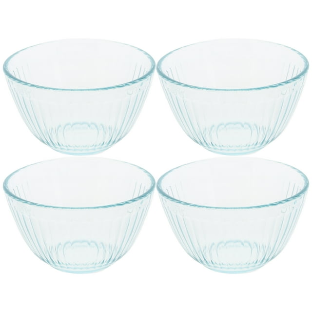 Pyrex 7401 3Cup Sculpted Clear Glass Mixing Bowls (4Pack)