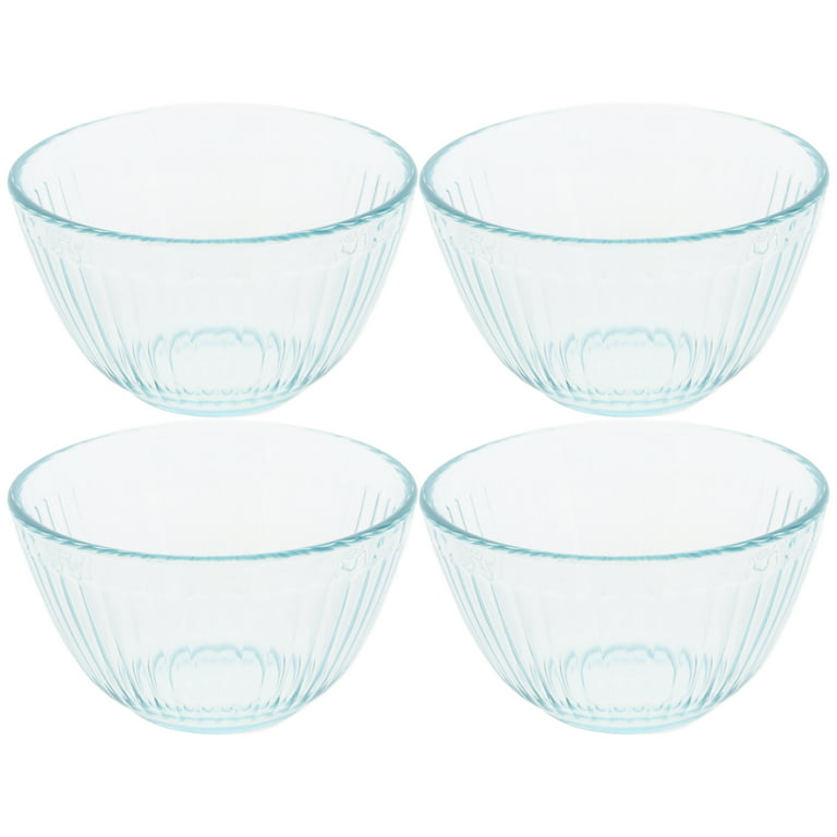 Pyrex 7401 3-Cup Sculpted Clear Glass Mixing Bowls (4-Pack) 