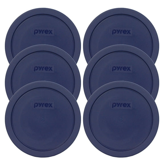 Pyrex 7401-PC Blue Round Plastic Storage Replacement Lid Cover (6-Pack)