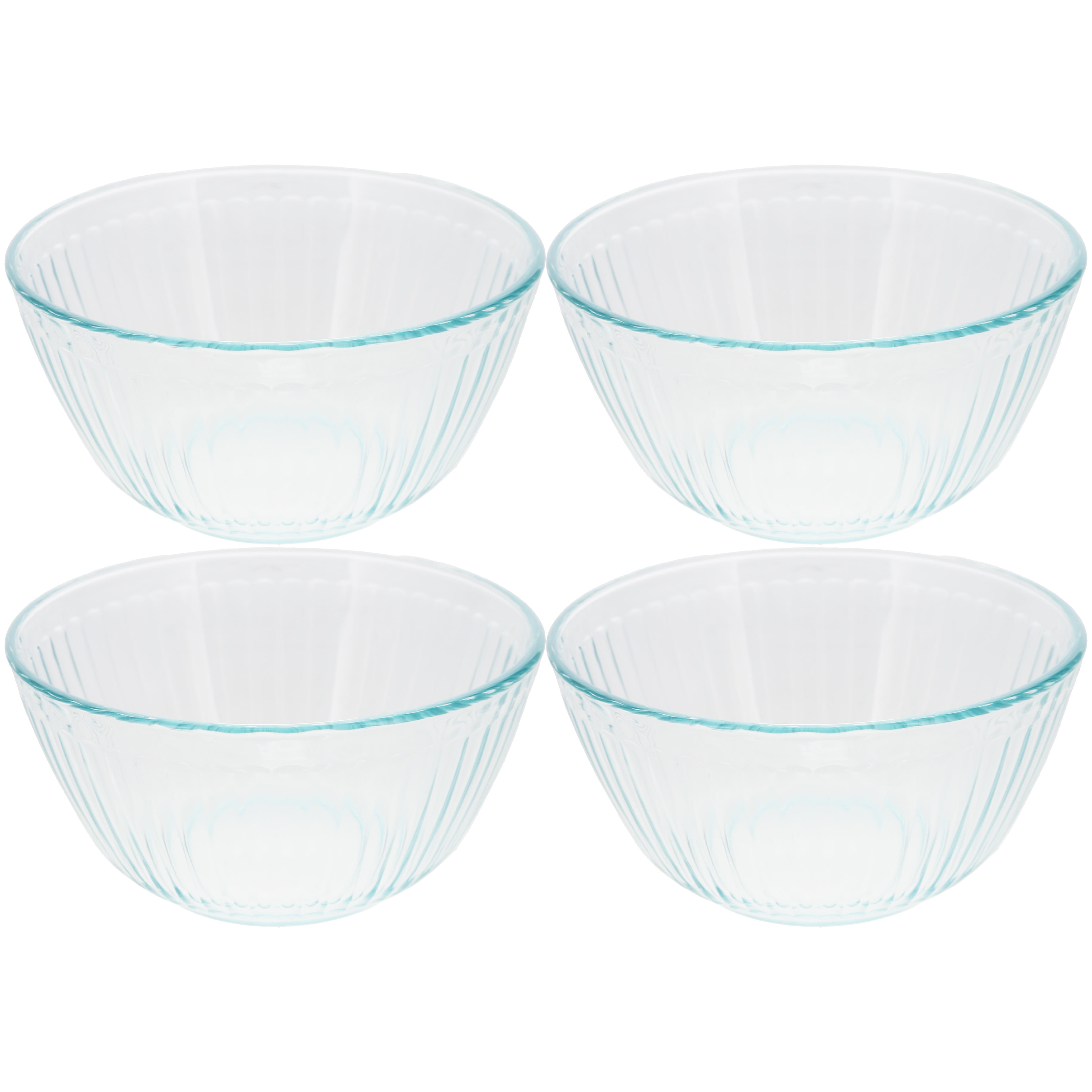 Pyrex 7402 6-Cup Sculpted Glass Mixing Bowls (4-Pack)