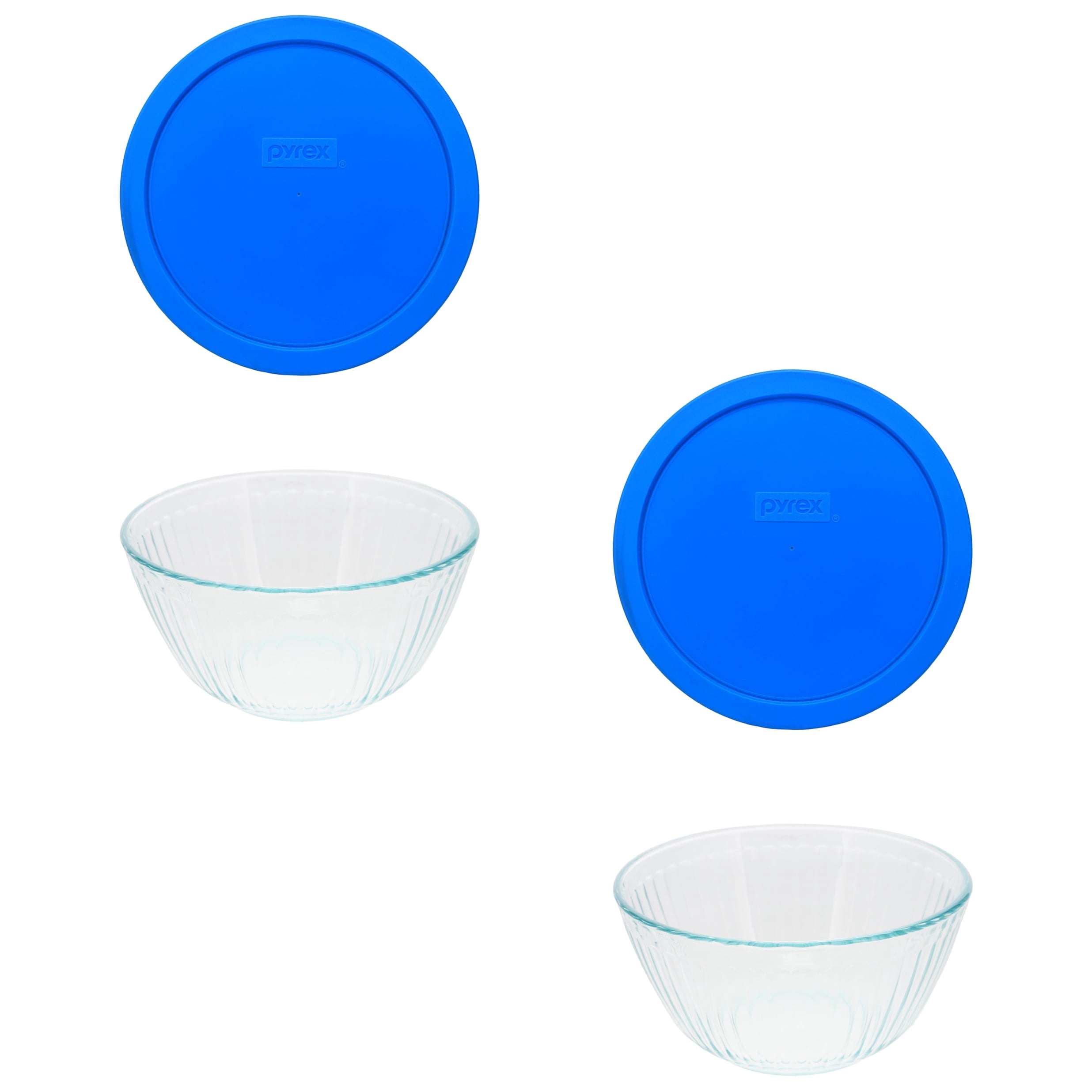 Pyrex 7402 6-Cup Sculpted Glass Mixing Bowls and 7402-PC 6/7-Cup Marble ...