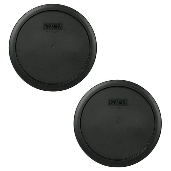 Pyrex 7402-PC Black Plastic Round Replacement Storage Lid Cover (2-Pack)