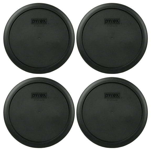 Pyrex 7402-PC Black Plastic Round Storage Lid Cover (4-Pack)