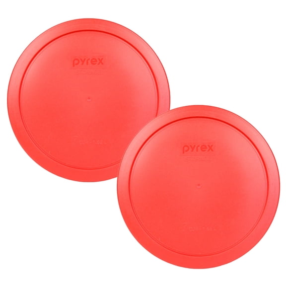Pyrex 7402-PC Red Round Plastic Food Storage Replacement Lid Cover (2-Pack)