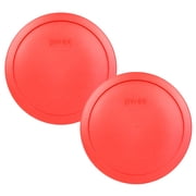 Pyrex 7402-PC Red Round Plastic Food Storage Replacement Lid Cover 2-Pack
