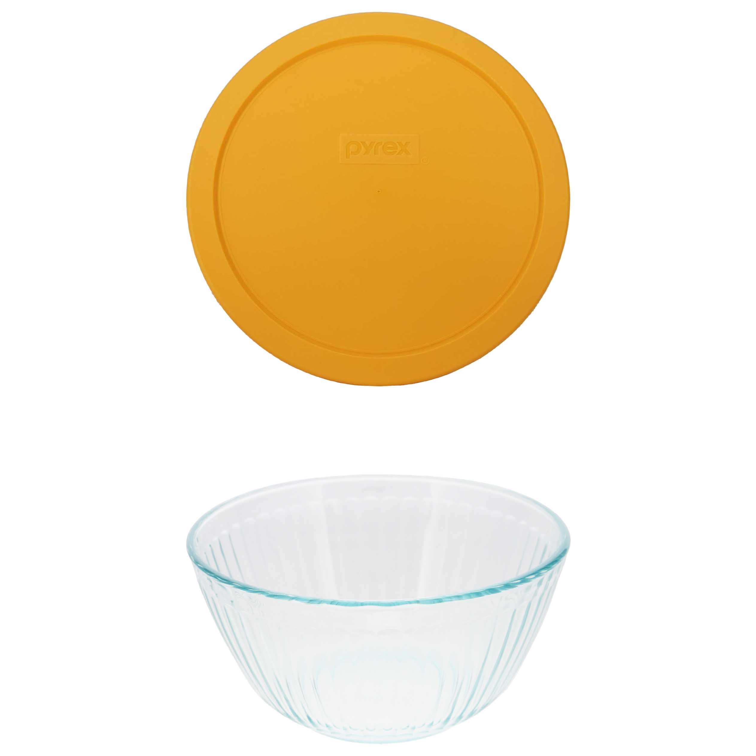Pyrex 7402 Sculpted Glass Mixing Bowl and 7402-PC Lemon Drop Yellow Lid ...
