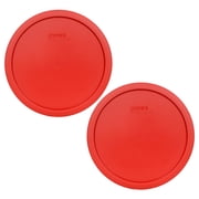 Pyrex 7403-PC Poppy Red Round Plastic Replacement Lid Cover (2-Pack)