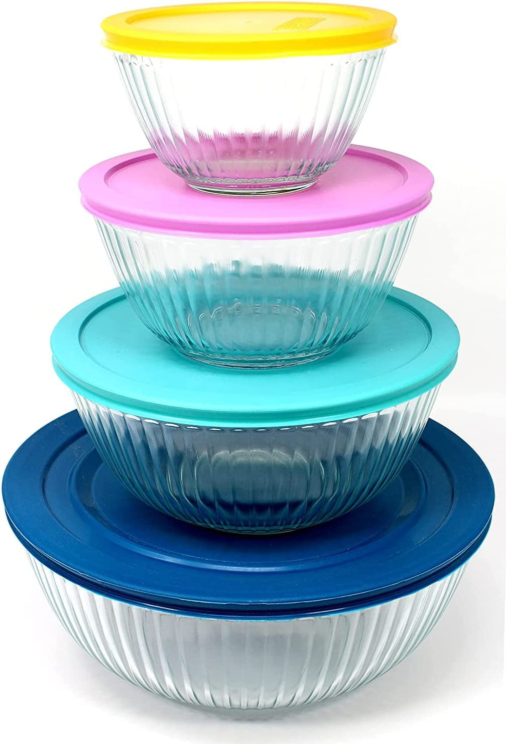 $8.99 for a Set of Patterned Glass Mixing Bowls with Lids