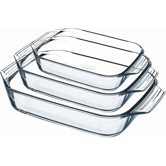 Pyrex 8023510 Set of 3 Borosilicate Glass Oven Plates Extreme Resistance Made in France