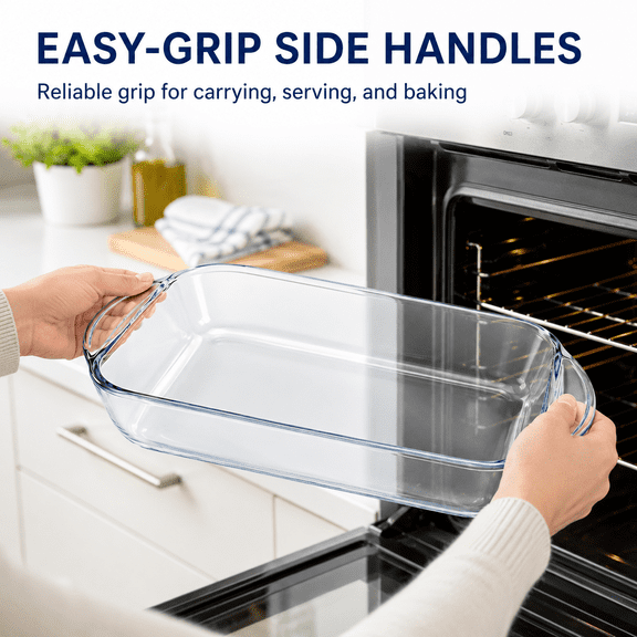 Pyrex Basics Clear Glass Oblong Baking Dish, Heat Resistant Bakeware, Oven Microwave Freezer Dishwasher Safe Tray -2 Pieces