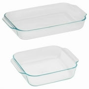 Pyrex Basics Glass Bakeware Set Value Pack, 3qt Oblong and 8inch Square