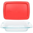 thumbnail image 1 of Pyrex C-232 2qt Easy Grab Clear Baking Dish with C-232-PC Red Plastic Lid, 1 of 5