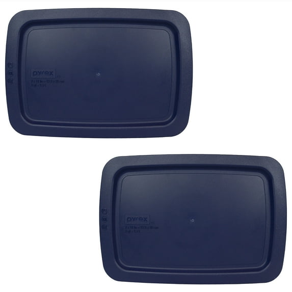Pyrex C-232-PC Dark Blue Rectangle Plastic Storage Replacement Lid Cover (2-Pack)