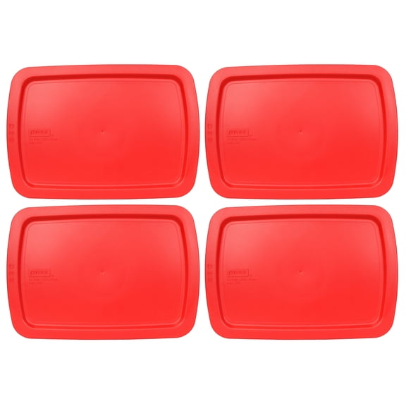 Pyrex C-233-PC Red 3qt Easy Grab Food Storage Replacement Lid (4-Pack)
