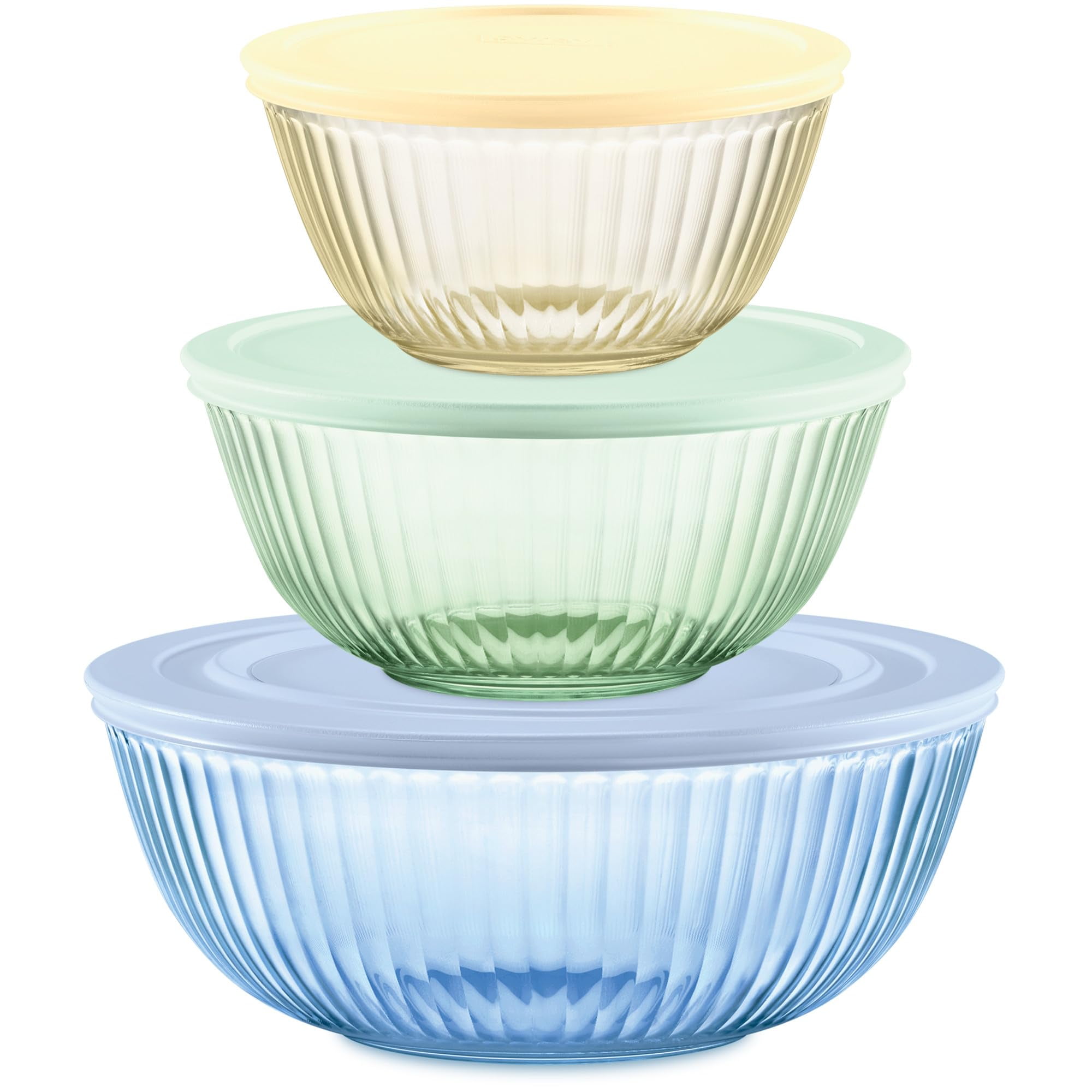 Classic Multicolor Glass Mixing Bowls Set with Lids