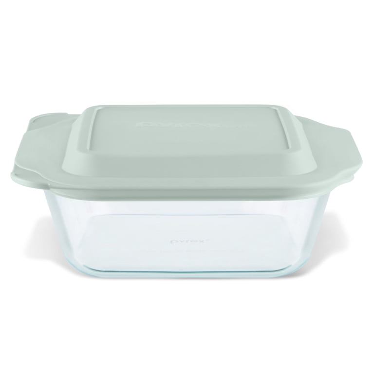 Pyrex Deep 8" Square Glass Baking Dish with Sage Lid photo 1