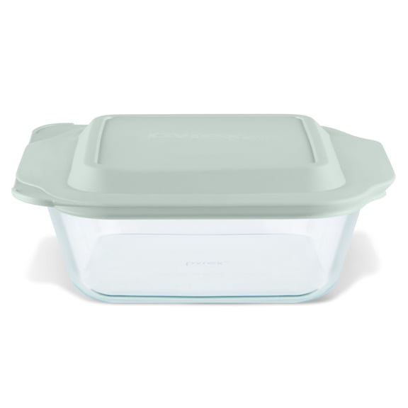 Pyrex Deep 8" Square Glass Baking Dish with Sage Green Lid