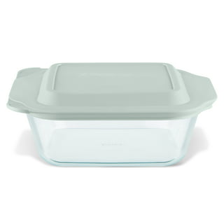 Pyrex C222 Blue Tint Clear 8x8 Square Glass 2 Qt Baking Dish With
