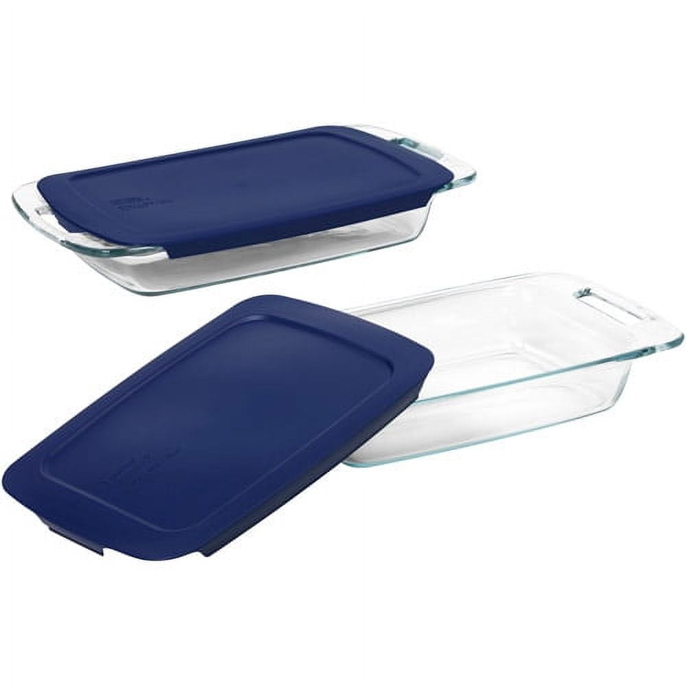 Pyrex Easy Grab 3-qt Oblong with Blue Plastic Cover