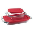 thumbnail image 1 of Pyrex Easy Grab 4-piece Glass Bakeware Set with Red Lids, 1 of 6