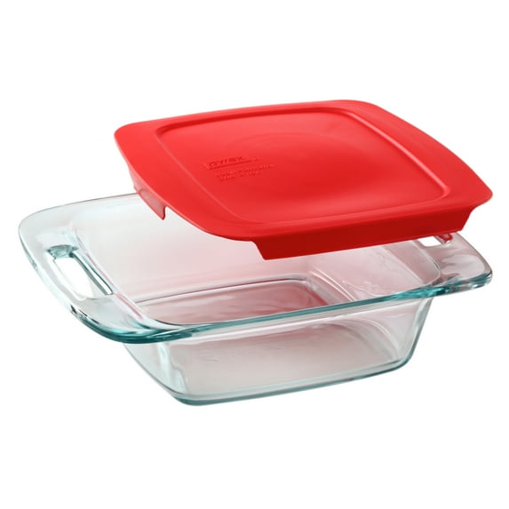 Pyrex Easy Grab 8" Square Glass Baking Dish with Red Lid