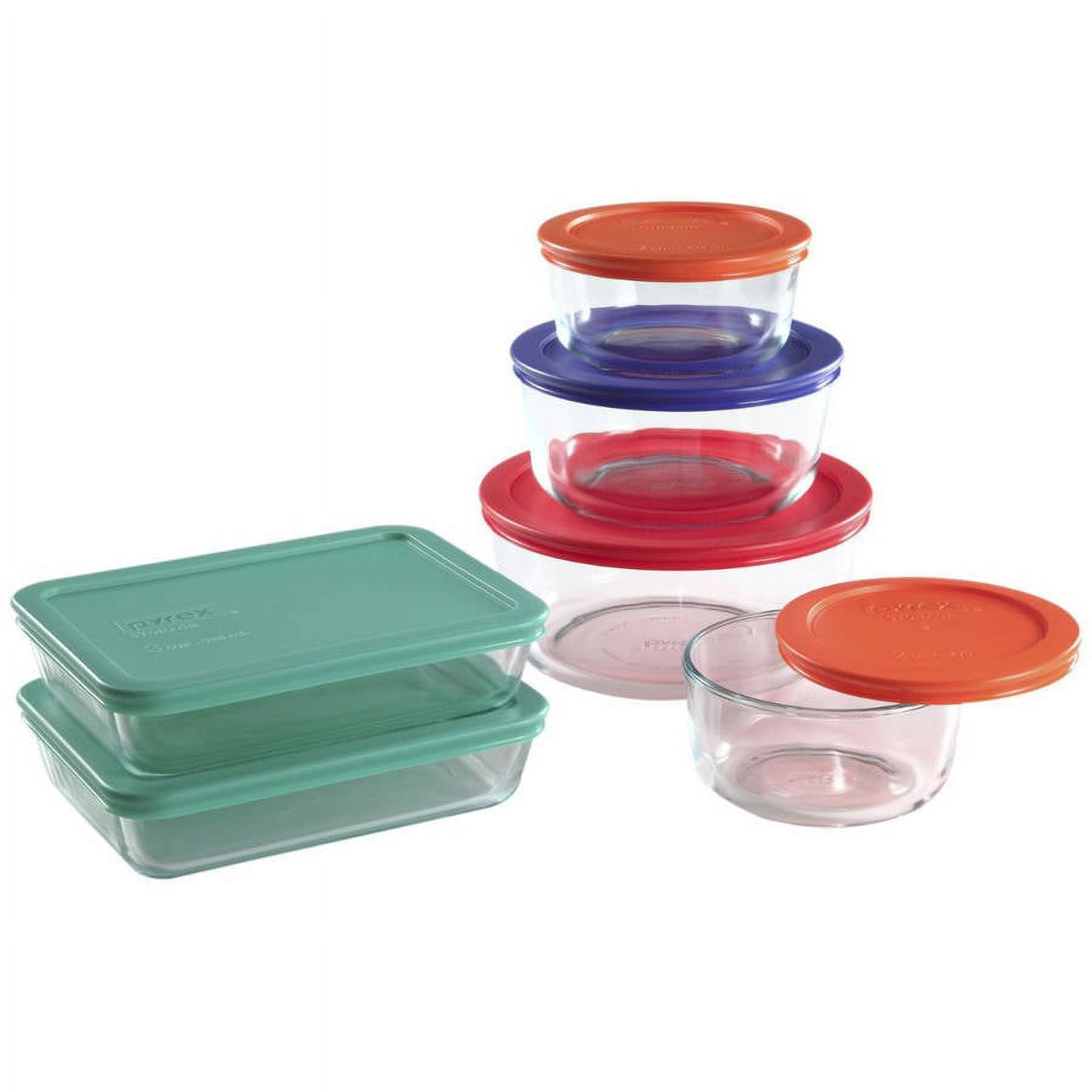Pyrex Food Storage Glass Bakeware Set with Color Lids, 12 Piece