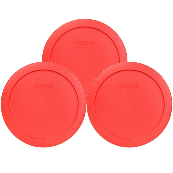 Pyrex Food Storage Red Round Plastic Cup Lids for Pyrex 7201 (3 Pack)