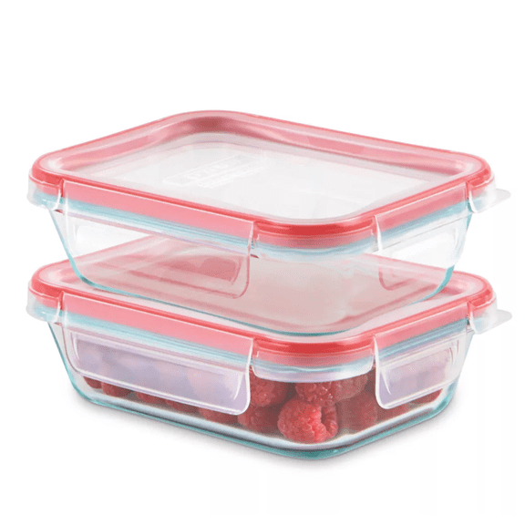 Pyrex Freshlock 2pc Glass Value Pack Rectangle Baking Dish Red: Freezer & Microwave Safe, 16 Volume, 2 Year Warranty