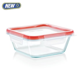 Pyrex Freshlock 4cup Square Glass Food Storage Container with Lid, Ideal Use for Meal Prep and Batch Cooking