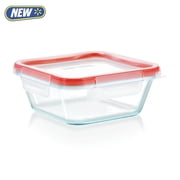 Pyrex Freshlock 4cup Square Glass Food Storage Container with Lid, Ideal Use for Meal Prep and Batch Cooking