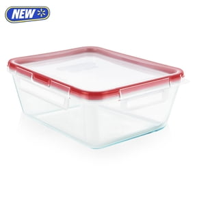 Pyrex Freshlock 8cup Rectangle Glass Food Storage Container with Lid, Best Used for Leftover Storage for Larger Meal Preps and Reheating
