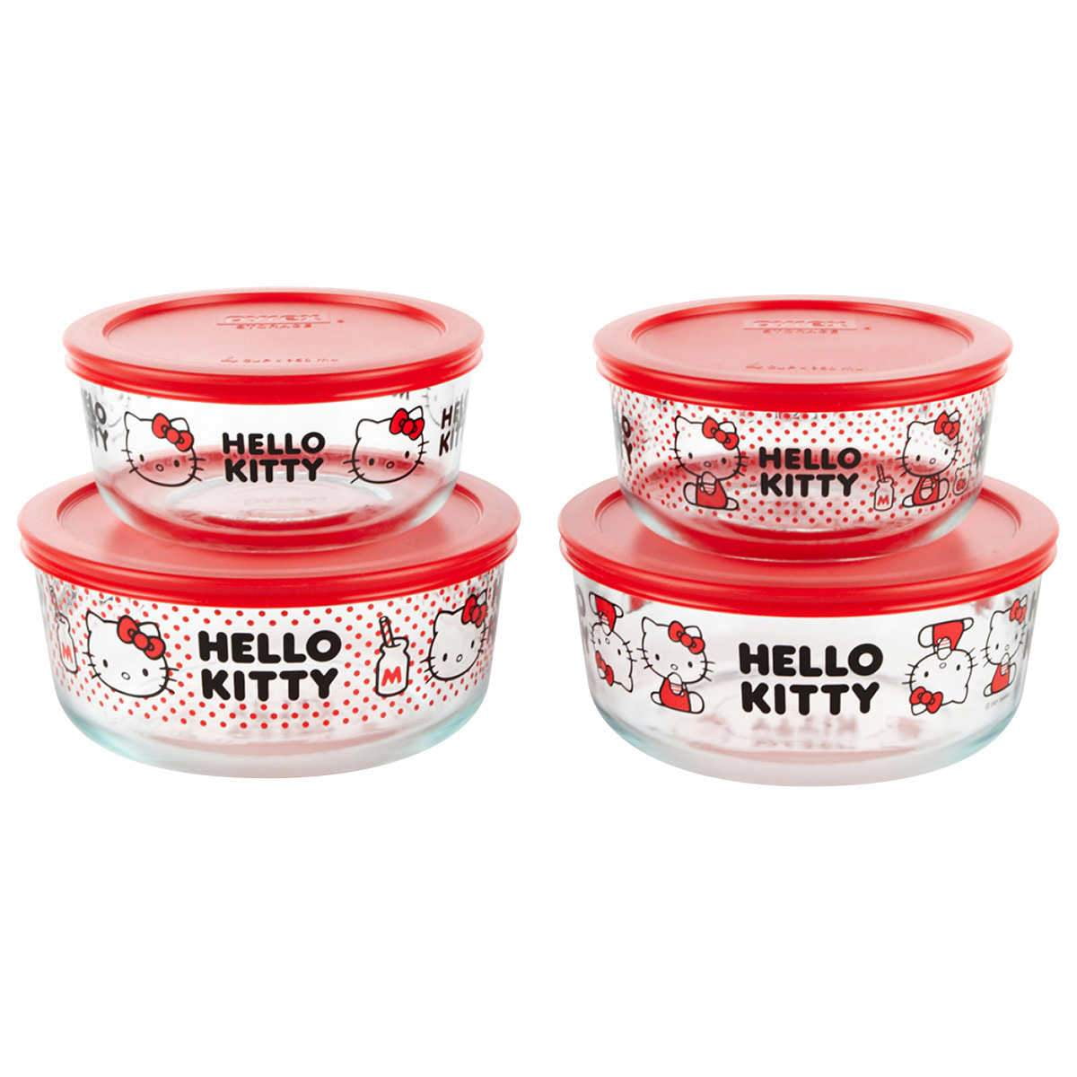 Pyrex Glass 8piece Hello Kitty Decorated Food Storage Set