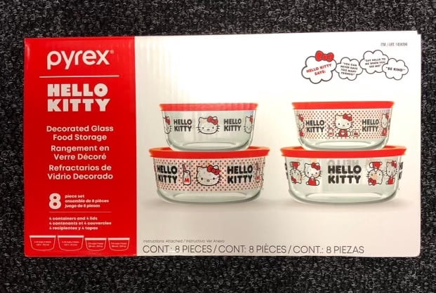 Pyrex Glass Hello Kitty Decorated Food Storage Containers with