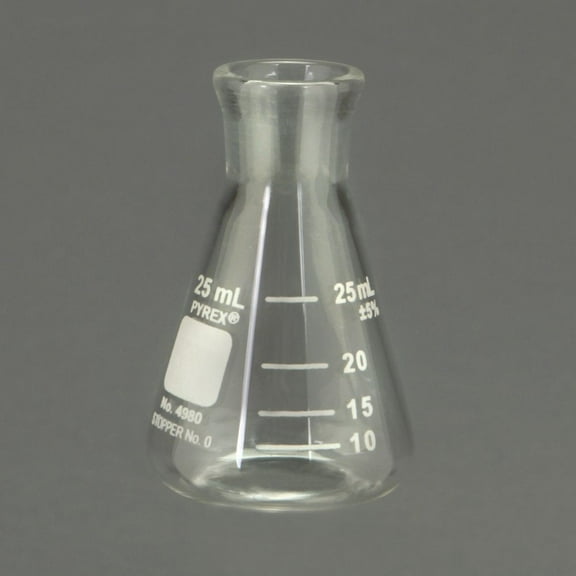 Pyrex Glass Erlenmeyer Flask, Measuring, 25 Ml