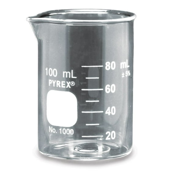 Pyrex Glass Griffin Beaker, Low Form, Measuring, 100 Ml
