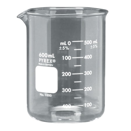 Pyrex Glass Griffin Beaker, Low Form, Measuring, 600 Ml