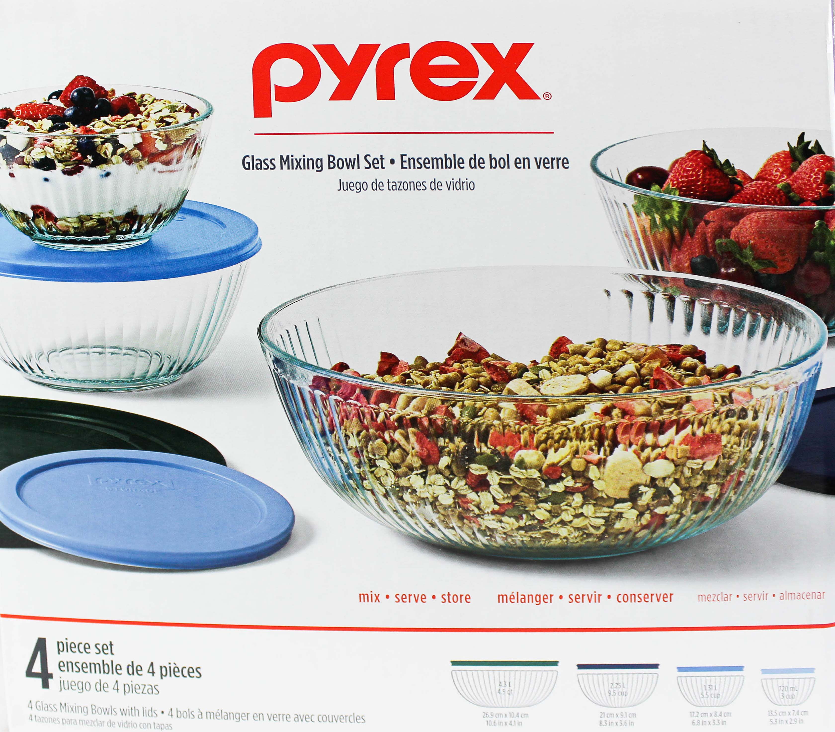 Pyrex Glass Mixing Bowl Set - 4pcs - NEW 