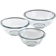 Pyrex Glass Mixing Bowl Set Juego de 3 piezas, apilable, apto para microondas y lavavajillas