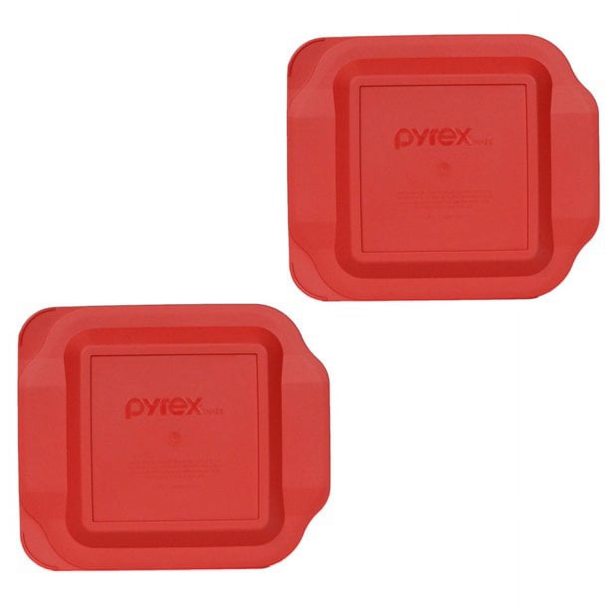 Pyrex Lid 222PC 2 Qt Rectangle Red 2 Pack