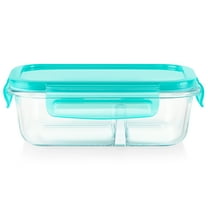 Pyrex MealBox 2.3-cup Divided Glass Food Storage Container with Blue Lid