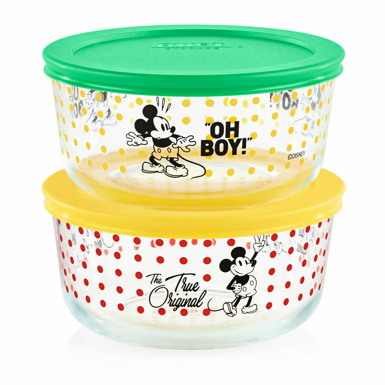 Pyrex Disney Mickey Mouse 8 Piece Set Glass Food Storage with Lids