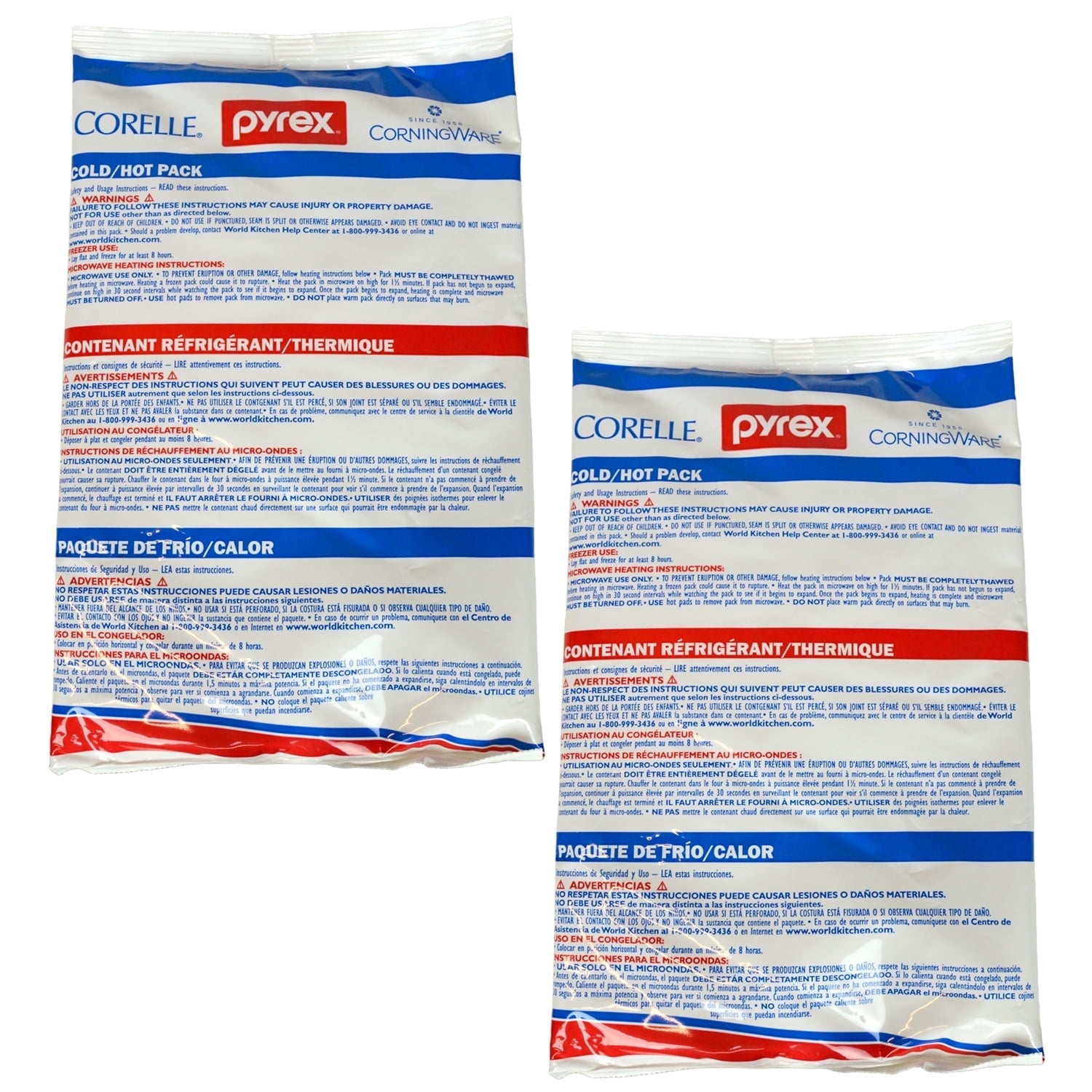 Pyrex Portable Large Cold Hot Pack, 2-Pack, Reusable - Walmart.com