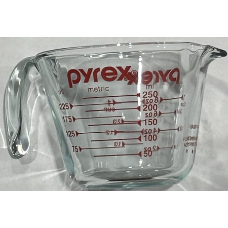 Pyrex 1-Cup Glass Measuring Cup, Clear with Red Measurements (Pack of 36)