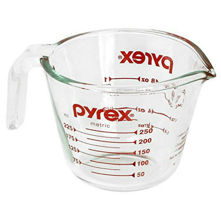 Pyrex Glass 1 One Cup Measuring Cup With Red Lettering With Handle