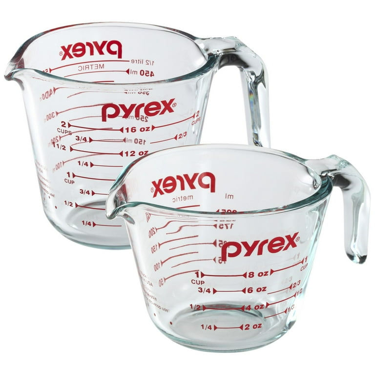 Pyrex Prepware 2-Piece Glass Measuring Set 1 and 2-Cup 2 Pack Clear