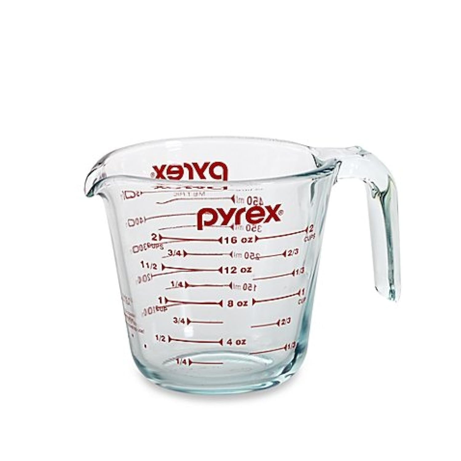 Clear Glass 1 Pint Measuring Cup with Red Graphics