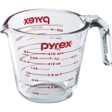 Pyrex Prepware 6001075 Measuring Cup, Red Graphics, Clear