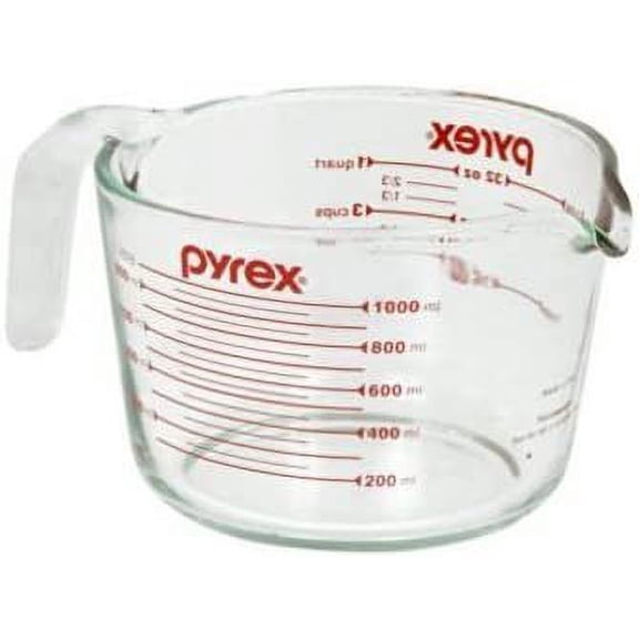Pyrex Prepware 4-cup Measuring Cup, Red Graphics, Clear